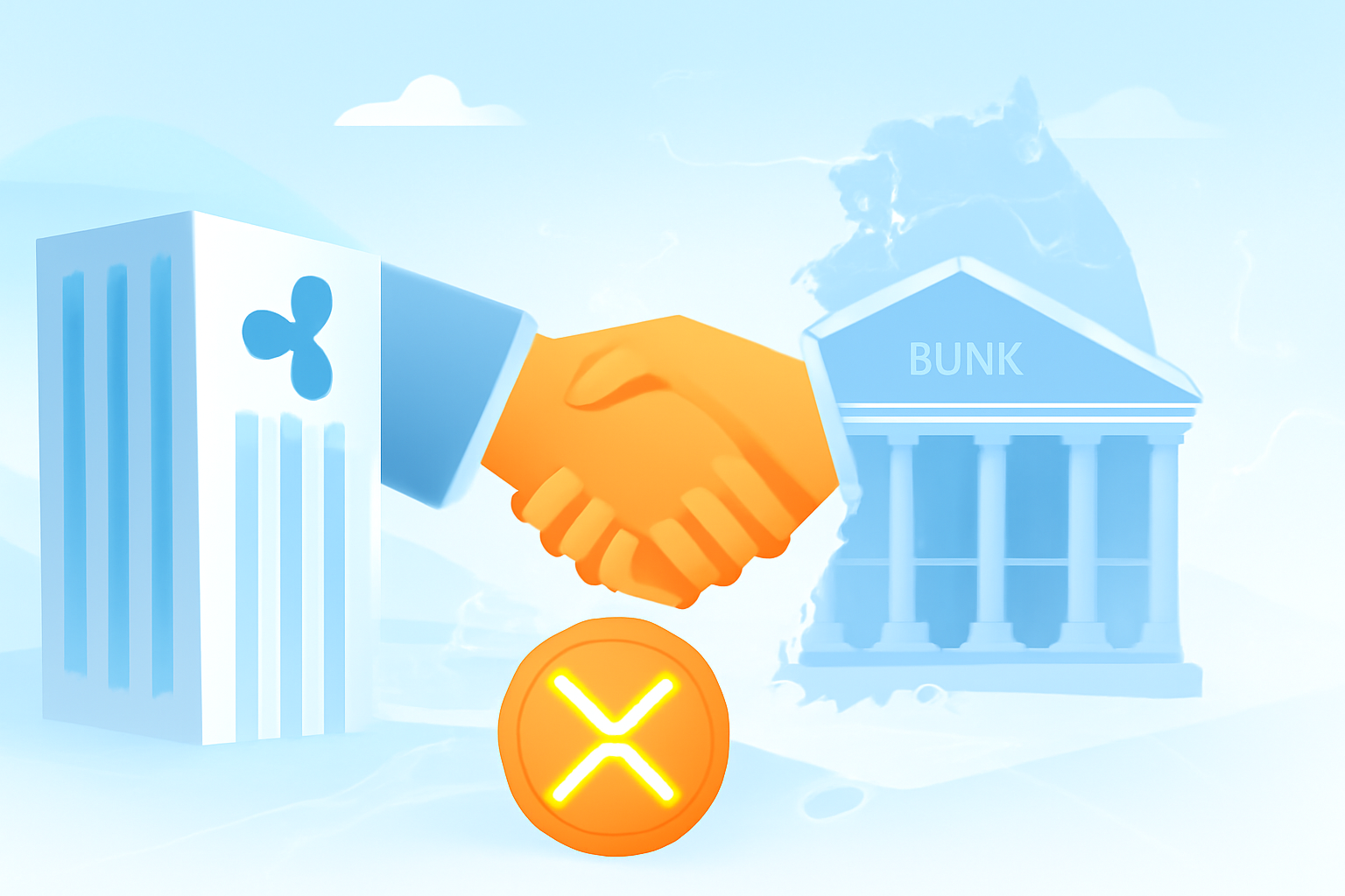 Redactionele AI-illustratie bij Ripple-nieuws: Ripple sluit betalingsdeal met Koreaanse Jeonbuk Bank